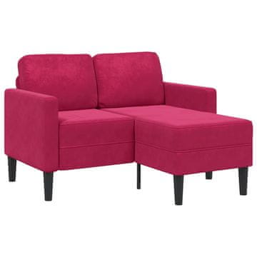 Vidaxl 2-sedežni kavč z ležiščem v obliki črke L vino rdeča 125 cm