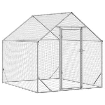 Vidaxl Kletka za piščance srebrna 200 x 170 x 177 cm Cinkana jeklena