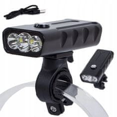 Verkgroup Alu. LED CREE XM-L T6x3 kolesarska luč IPX5 črna USB 7500K