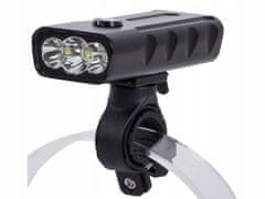 Verkgroup Alu. LED CREE XM-L T6x3 kolesarska luč IPX5 črna USB 7500K
