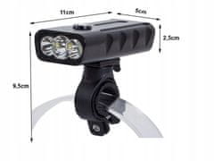 Verkgroup Alu. LED CREE XM-L T6x3 kolesarska luč IPX5 črna USB 7500K