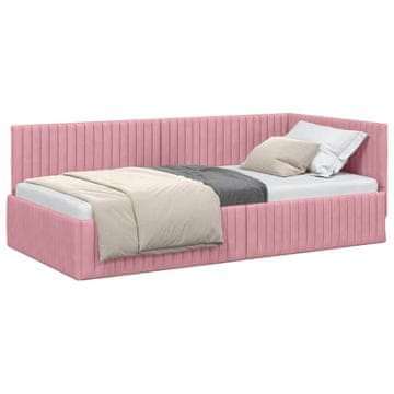 Vidaxl Kotna postelja z vzglavjem Roza 100 cm x 200 cm Žamet