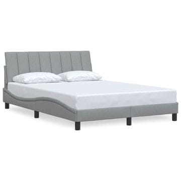 Vidaxl Posteljni okvir brez vzmetnice Hanko svetlo siv 140x190 cm blago