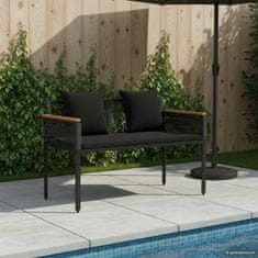 Vidaxl Zunanja klop z blazino Črna 117 x 54 x 74.5 cm poli ratan