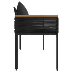 Vidaxl Zunanja klop 2 -Seater 117 x 54 x 74.5 cm poli ratan Črna
