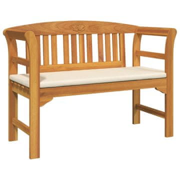 Vidaxl Klop s rozami z blazino Kremna bela 114 x 46 x 82,5 cm