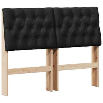 Vidaxl Tapecirano vzglavje Črna 120 cm Masivno borovo les