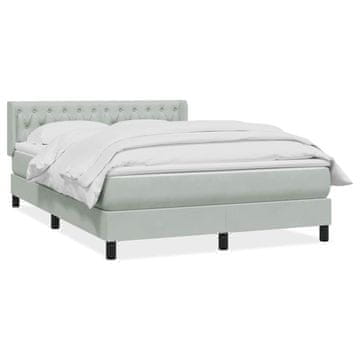 Vidaxl Box spring postelja z vzmetnico svetlo siva 160x210 cm žamet