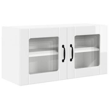 Vidaxl Stenski stekleni omarica PORTO Visok sijaj bela 80 x 31 x 40 cm