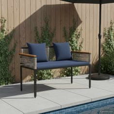Vidaxl Zunanja klop Siva in mornarsko modra 117 x 54 x 74.5 cm