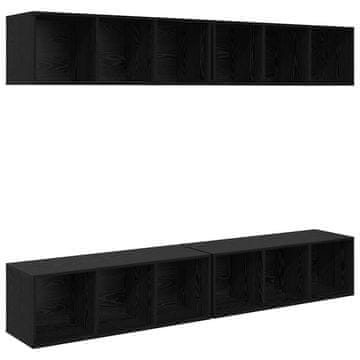 Vidaxl Komplet TV omaric 4 szt. Črna Orehovina 37 x 37 x 107 cm