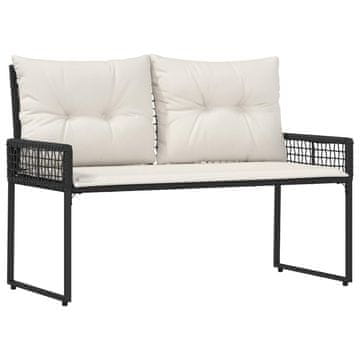 Vidaxl Zunanja klop z blazino Črna in krem bela 118 x 55 x 82 cm
