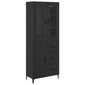 Vidaxl Visok predalnik s predalom Črna Orehovina 69,5 x 34 x 180 cm