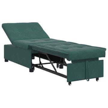Vidaxl Sofa postelja Temno zelena 194 x 67 x 82 cm Žamet