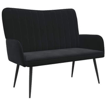 Vidaxl Kavč za 2 osebi Črna 115 x 61 x 87 cm Žamet