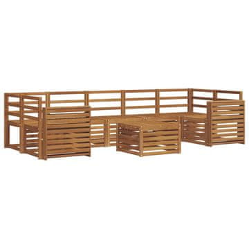Vidaxl Sedežne garniture 8 szt. Naravna Masiven les akacije