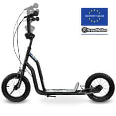 HyperMotion Otroški skiro z -palčnimi napihljivimi kolesi črne barve - nosilnost 50 kg, nastavljivo krmilo, dve ročni zavori, za otroke, starejše od 5 let