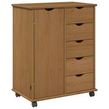 Vidaxl Gležnji kabinet s kolesom Medeno rjava 63,5 x 39 x 79 cm