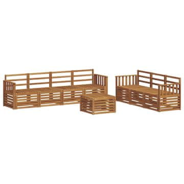 Vidaxl Sedežne garniture 8 szt. Naravna Masiven les akacije
