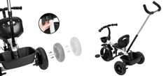 HyperMotion Otroški tricikel s potisnim ročajem in tremi kolesi - nosilnost 20 kg, starost od 1 do 4 let, prosti tek pedal, dve košari za igrače