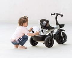 HyperMotion Otroški tricikel s potisnim ročajem in tremi kolesi - nosilnost 20 kg, starost od 1 do 4 let, prosti tek pedal, dve košari za igrače