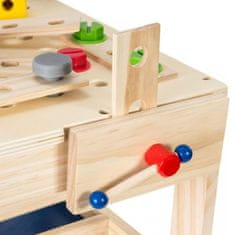 Mamabrum Lesena delovna miza za otroke z orodjem, kredno tablo - igra vlog, razvoj ročnih spretnosti, primež ter zvitek papirja, za otroke