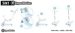 HyperMotion Otroški večnamenski skiro s potisnim ročajem za najmlajše - pet funkcij, snemljiv sedež, višina krmila 69, 80 ali 90 cm, gumijasta kolesa