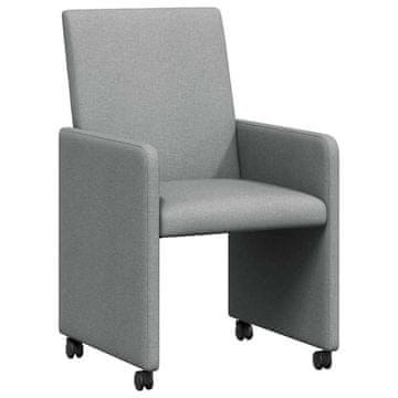 Vidaxl Jedilni stoli s kolesi 2 szt. Svetlo siva 57 x 66 x 94 cm blago