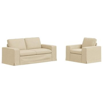 Vidaxl Kavčna garnitura 2 szt. krema 182 x 80 x 82 cm blago
