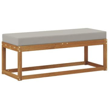 Vidaxl Stolček klop z blazino Naravna in svetlo siva 115 x 43 x 37 cm
