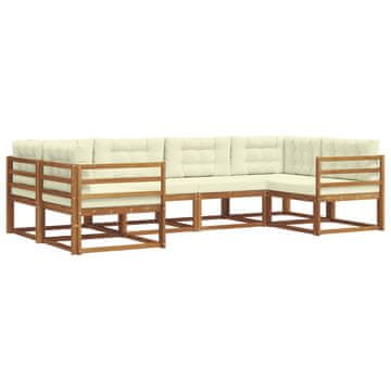Vidaxl Zunanja garnitura za sedenje z blazino 6 szt. Naravna in smetana