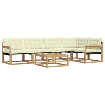 Vidaxl Zunanja garnitura za sedenje 6 szt. Bela in krem 79 x 79 x 37 cm
