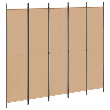 Vidaxl 5-panelni pregradni zid Bež 250 x 220 cm Blago