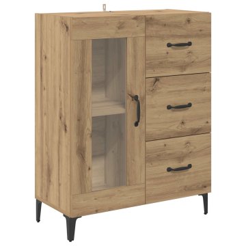 Vidaxl Strani šal s predalom Umetni hrast 69,5 x 34 x 90 cm