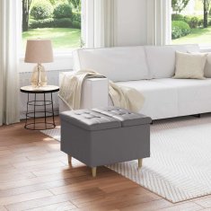 Vidaxl Ottoman s shranjevanjem Siva 60 x 60 x 45 cm Umetna koža