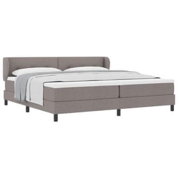 Vidaxl Postelja z vzmetnico z vzglavjem Taupe 200 x 200 cm blago