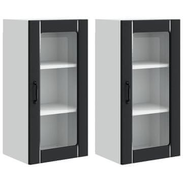 Vidaxl Stenski stekleni kabinet PORTO 2 szt. Črna 40 x 31 x 80 cm