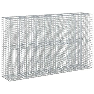 Vidaxl Gabionska dvignjena postelja 3 szt. srebrna 250 x 50 x 150 cm