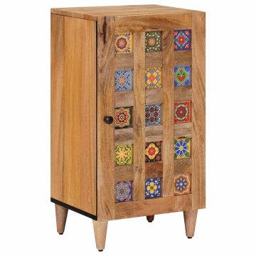 Vidaxl Strani šal z vrati Naravna 40 x 33 x 75 cm Masiven les manga