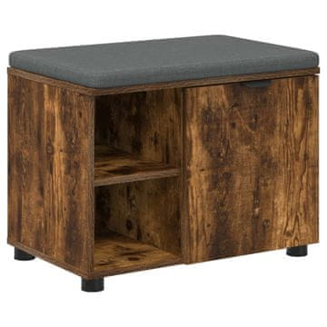 Vidaxl Haldna klop z blazino s polico Dimljeni Hrast 60 x 38 x 46 cm
