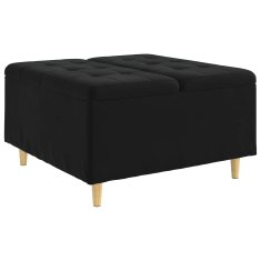 Vidaxl Ottoman s shranjevanjem Črna 80 x 80 x 45 cm Žamet
