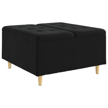 Vidaxl Ottoman s shranjevanjem Črna 80 x 80 x 45 cm Žamet