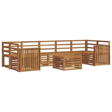 Vidaxl Sedežne garniture 8 szt. Naravna Masiven les akacije
