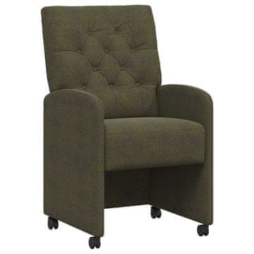 Vidaxl Jedilni stoli s kolesi 2 szt. Vojaško zelena 58 x 67 x 97 cm