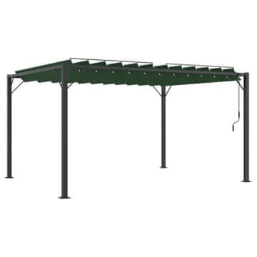 Vidaxl Gazebo s lameliranim strešnim sistemom 3 x 4 x 2,14 m Zelena