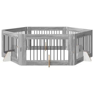 Vidaxl Vrata za pse z stojali 6 szt. Siva Sonoma 100 x 60 cm
