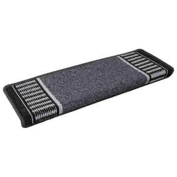 Vidaxl Samolepilni stopniščni tepihi 15 szt. Antracit 65 x 21 x 4 cm