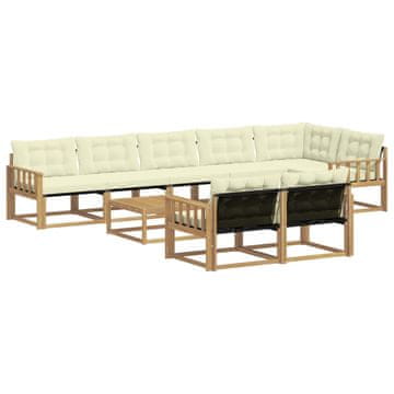 Vidaxl Zunanja garnitura za sedenje 9 szt. Bela in krem 79 x 79 x 37 cm