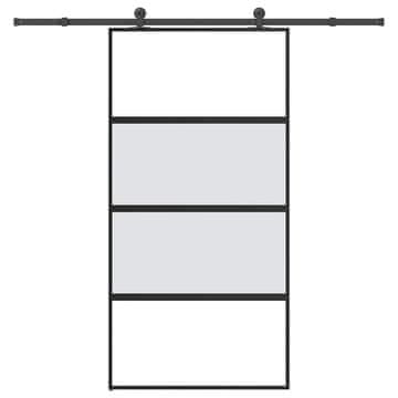 Vidaxl Drsna vrata z opremo 102,5x205 cm kaljeno steklo in aluminij