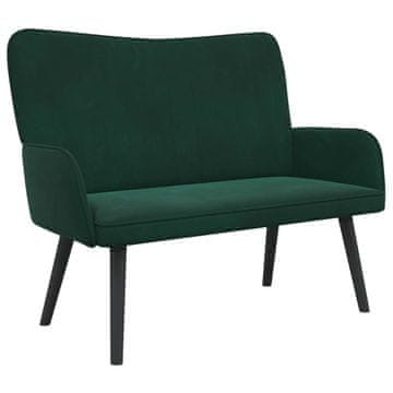 Vidaxl Kavč za 2 osebi Temno zelena 115 x 61 x 87 cm Žamet